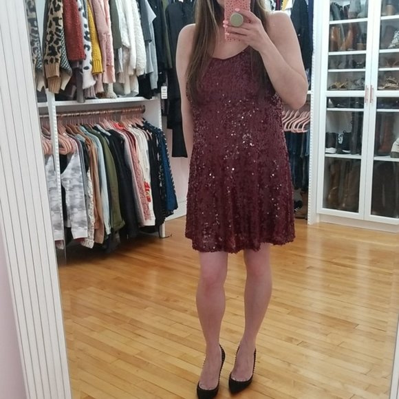 SOLD Altar'd State Sequin dress in burgundy, size M - Picture 3 of 16